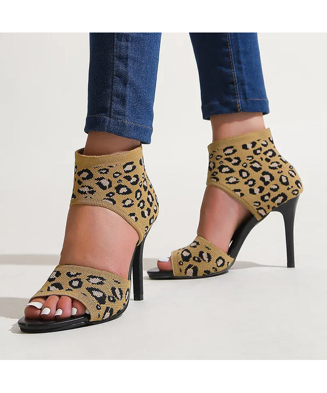 KissICON Leopard Super High Heels Sandals for Women Plus