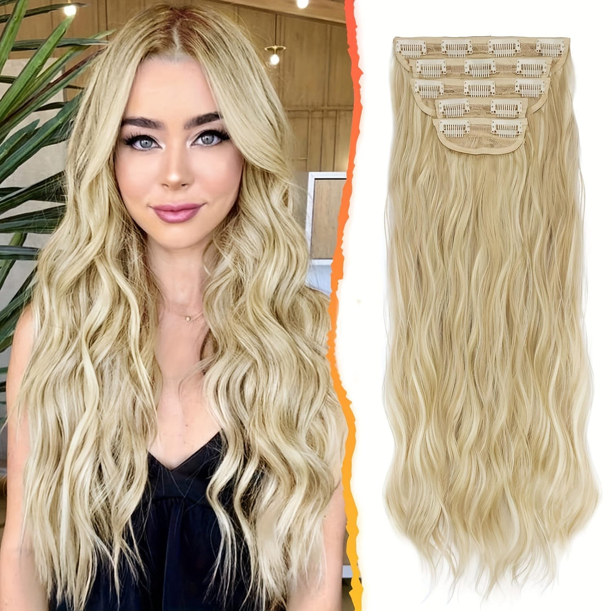 KissICON Light Ash Blonde & Buttery Blo / 18inch KissIcon BARSDAR Wavy Hair Extensions - 18in Thick