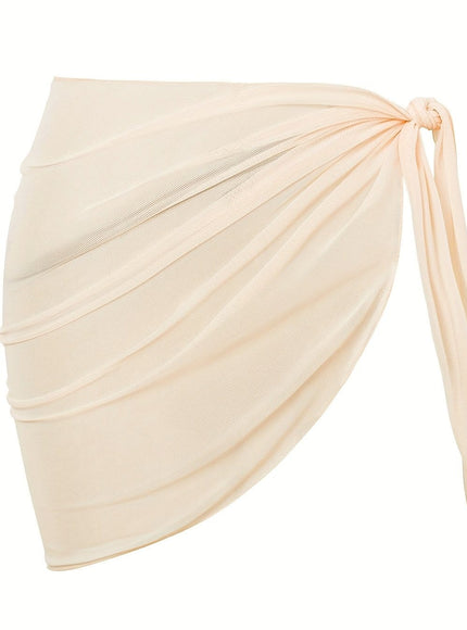 KissICON Light Beige / One-size Sheer Beach Wrap Skirt – Elegant Poolside Vacation