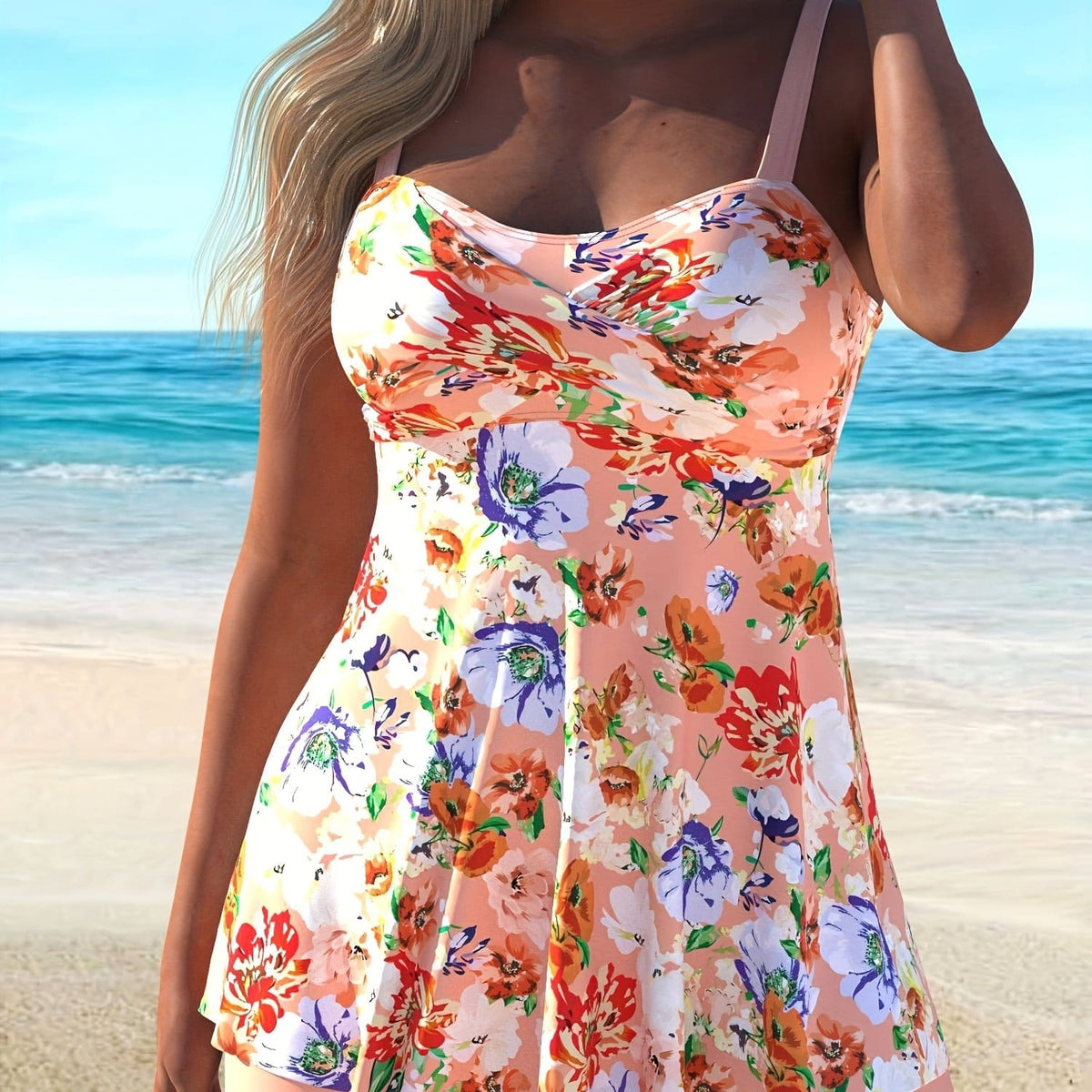 KissICON Light Beige / UK 18 Curvaswim Curve Tankini – Chic Vacation Skirted