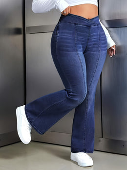 jkthpu-45 Light Blue Stretch HighWaisted Flared Jeans AllSeason Comfort