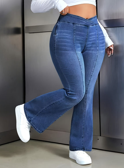 jkthpu-45 Light Blue Stretch HighWaisted Flared Jeans AllSeason Comfort