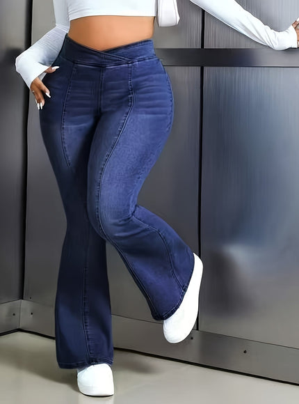 jkthpu-45 Light Blue Stretch HighWaisted Flared Jeans AllSeason Comfort