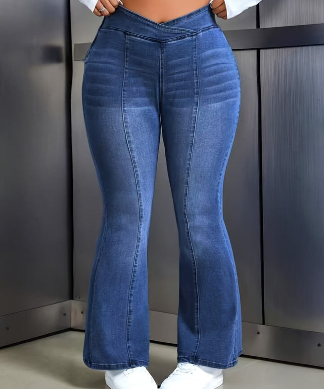 jkthpu-45 Light Blue Stretch HighWaisted Flared Jeans AllSeason Comfort