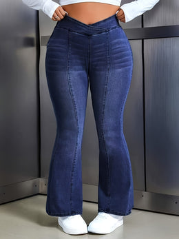 jkthpu-45 Light Blue Stretch HighWaisted Flared Jeans AllSeason Comfort