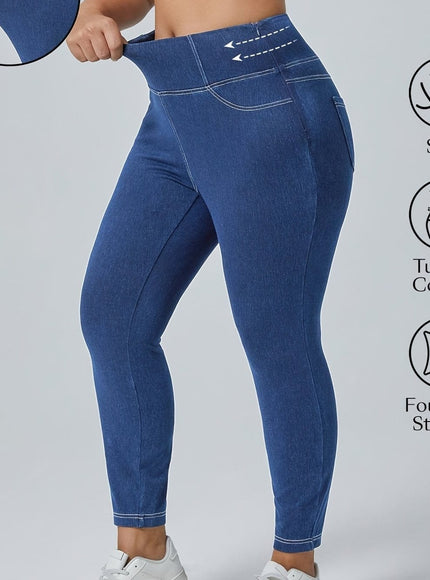 jkthpu-45 Light Blue / UK 16 Plus Size Stretch Denim Jeans - High Elasticity