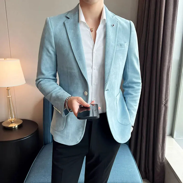 Stylish Korean Suede SlimFit Mens Business Casual Suit