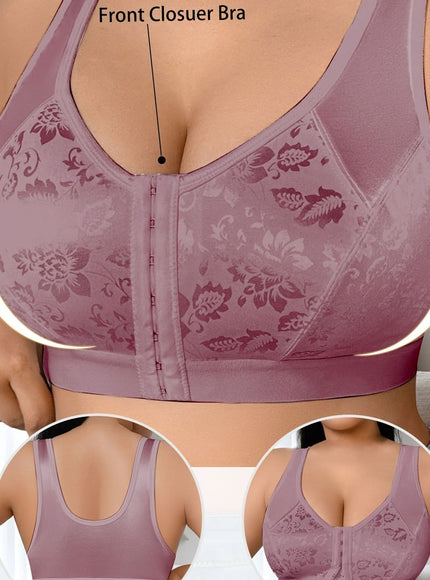 KissICON Light Brown-1 / 0XL Women's Front Closure Full-coverage Wire-free Bra –