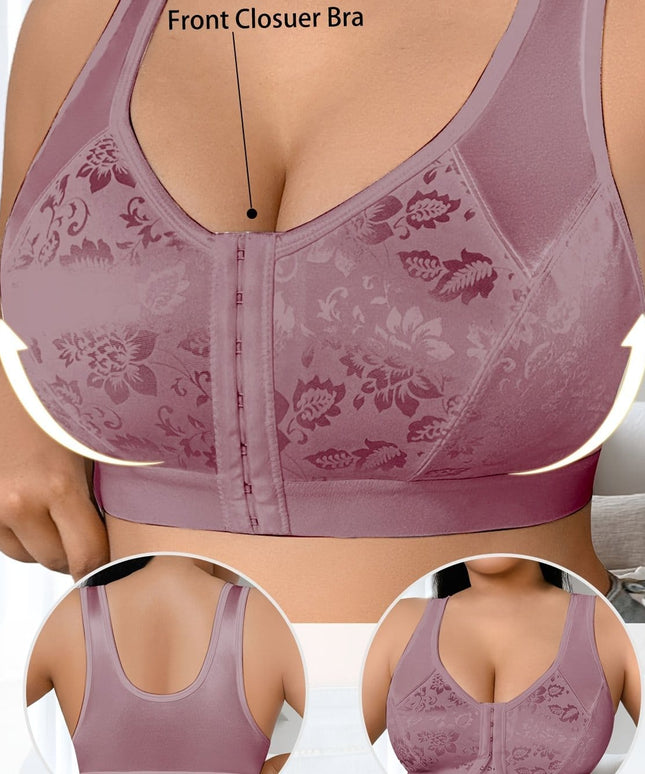 KissICON Light Brown-1 / 0XL Women's Front Closure Full-coverage Wire-free Bra –