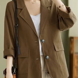 KissICON Light Brown-1 / UK 18 Chic Oversized Curve Blazer – Springautumn