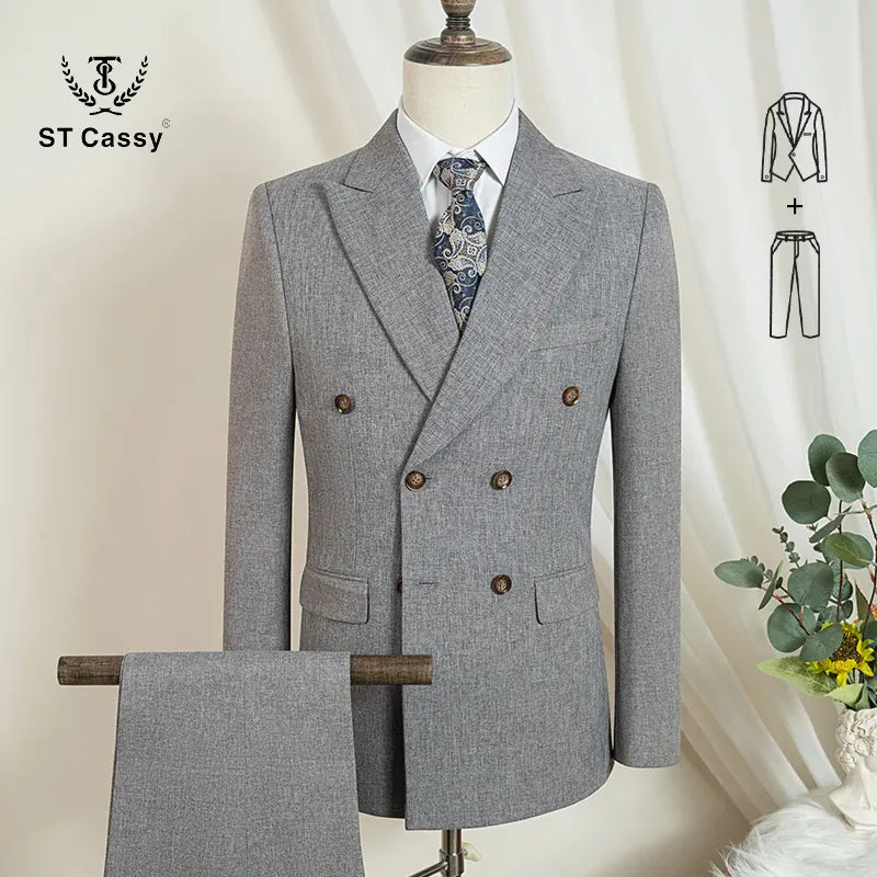 KissICON light brown 2-pcs se / S Luxury Light Brown TwoPiece Elegant Wedding Dinner Man Suit