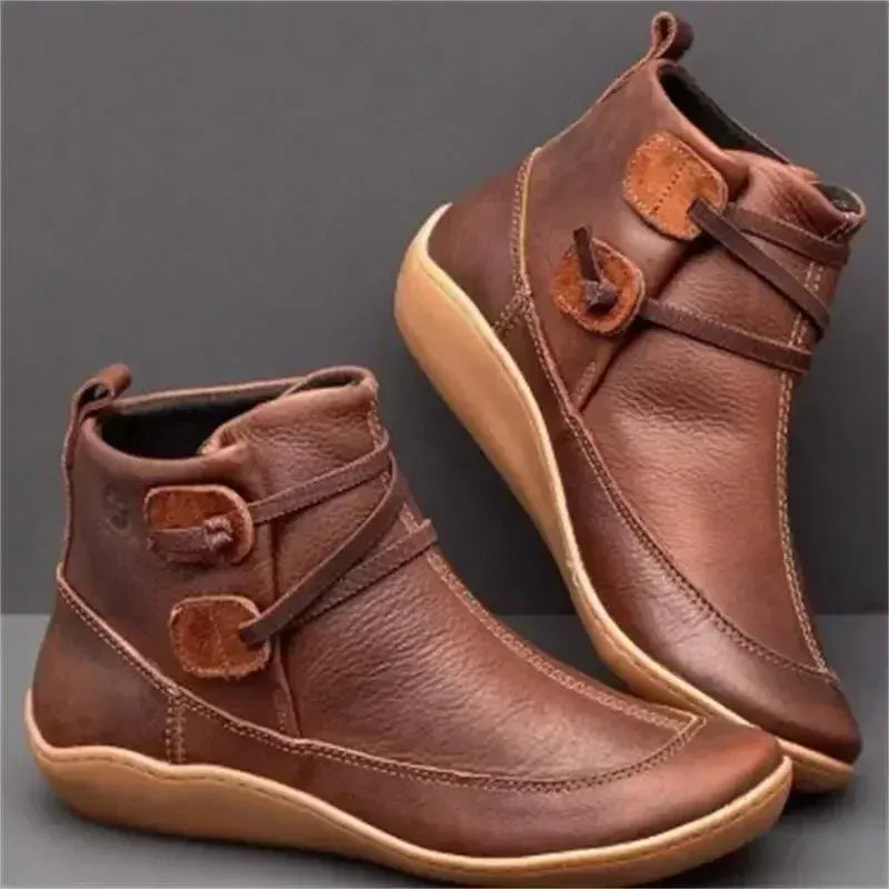 KissICON Light Brown / 36 Women Boots Autumn/winter New Flat Bottomed British Style