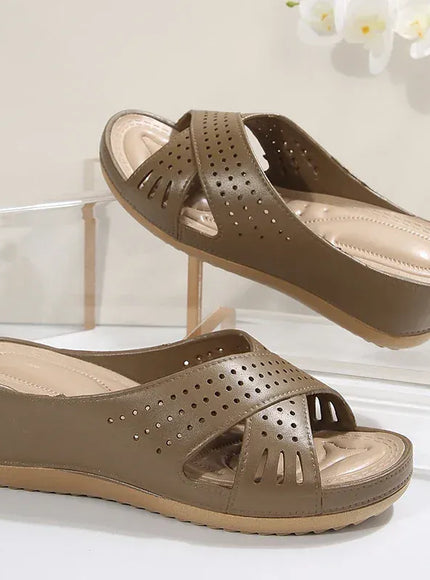 KissICON light brown / 38 Thick Sole Non Slip Beach Slippers Women Cross