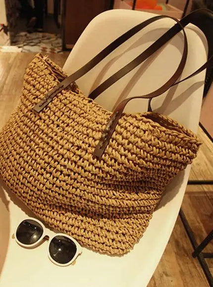 KissICON Light Brown / 40x16x35cm Handbag – Beach Rattan Woven