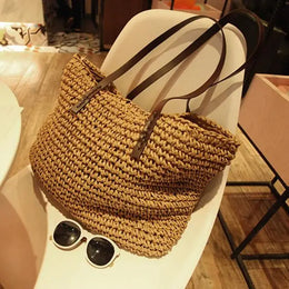 KissICON Light Brown / 40x16x35cm Handbag – Beach Rattan Woven