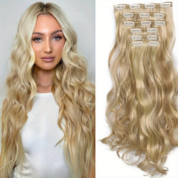 KissICON Light Gold / 22inch Kissicon Heat Resistant Clip In Hair