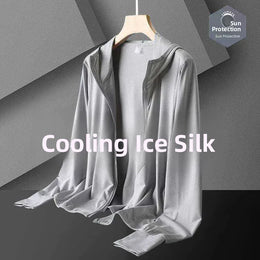 KissICON Light gray - single piece / 5xl recommended 85-95kg Mens Summer Ice Silk UV Fishing Jacket Lightweight Breathable Trendy