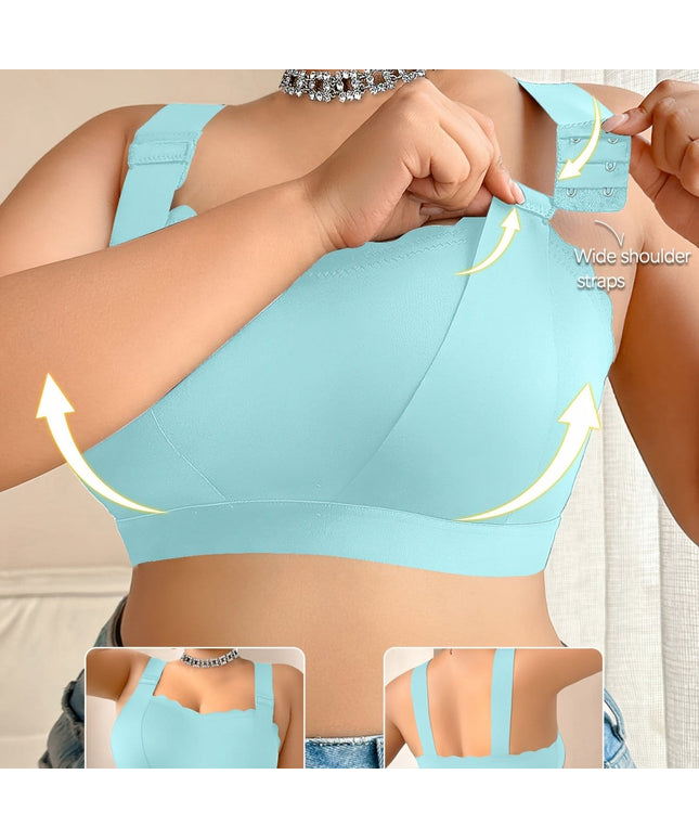 KissICON Light Green / 0XL Solid Color Curve Women's Bra – Strap Open Buckle