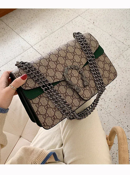 KissICON light green Dionysus Women's Print Shoulder Slung Bags Chain Bag