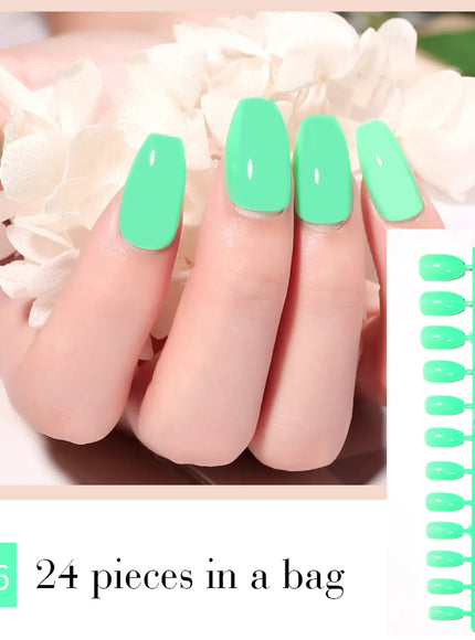 KissICON light green KissIcon LULAA 24Pcs Press On Acrylic Nails Detachable