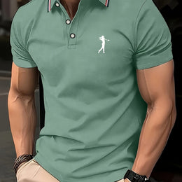 KissICON Light Green / UK 40 SpringSummer Mens Printed ShortSleeve Golf Shirt
