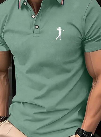 KissICON Light Green / UK 42 SpringSummer Mens Printed ShortSleeve Golf Shirt