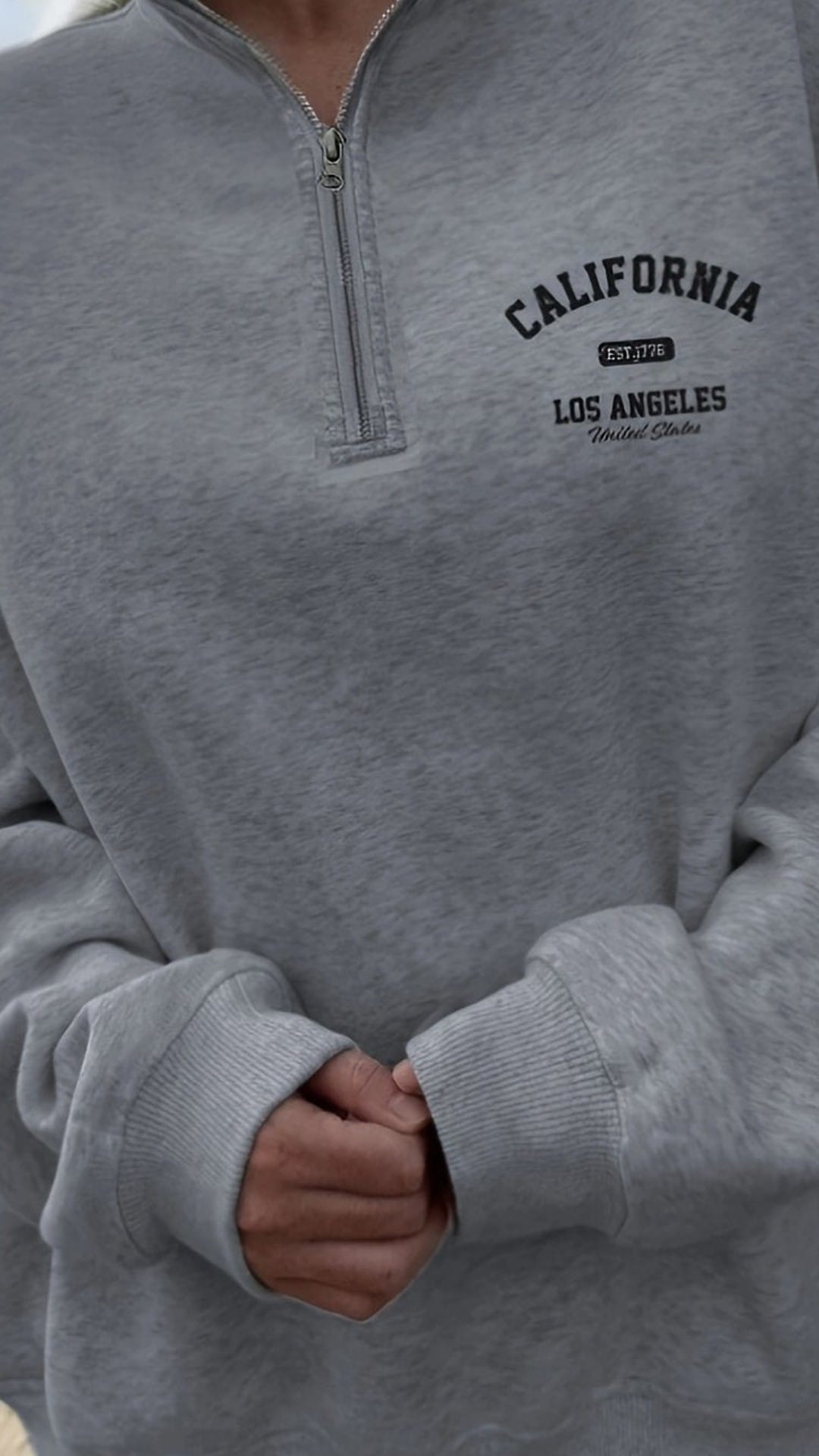 jkthpu-45 Light Grey / UK 16 LA Plus Size Graphic Hoodie Beach Vacation Style