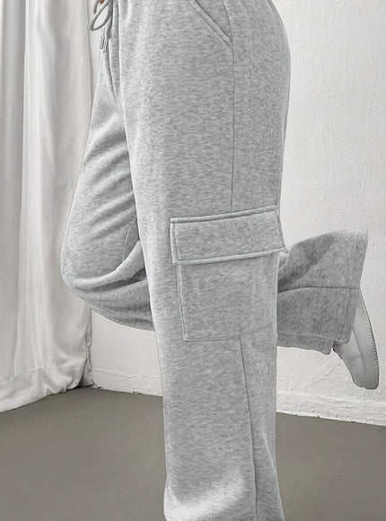 jkthpu-45 Light Grey / UK 18 Women's Casual Straight-Leg Jogger Pants with Side Pockets