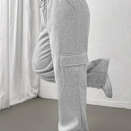jkthpu-45 Light Grey / UK 18 Women's Casual Straight-Leg Jogger Pants with Side Pockets