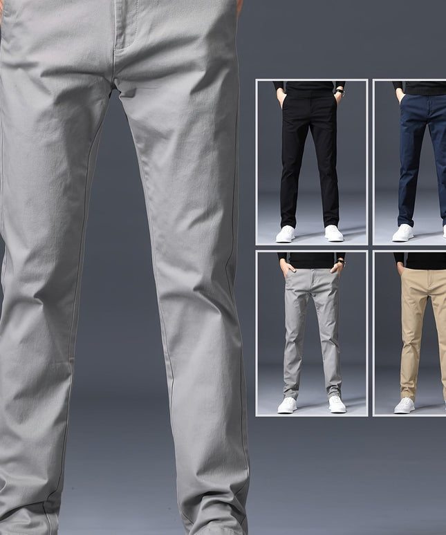KissICON Light Grey / UK 32 Mens Stretch Slim Fit Business Casual Pants