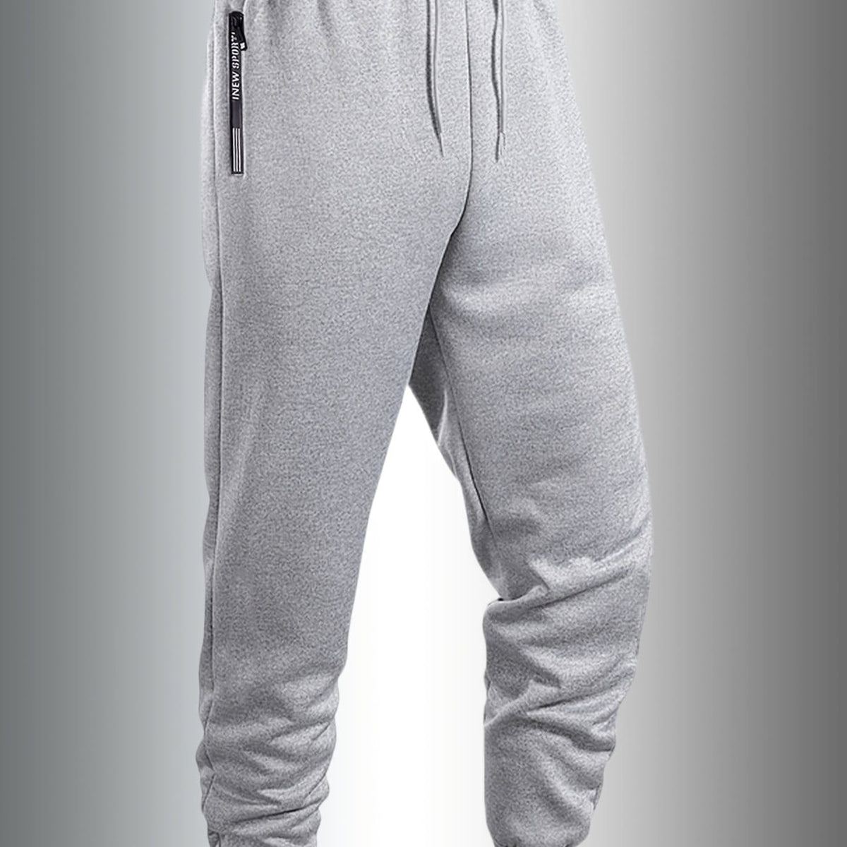 KissICON Light Grey / UK 36 Men's Casual Sporty Cuffed Pants with Side Letter Zipper Pockets and Elastic Drawstring Waist, Trackpants Perfect for Year-round Wear. The Simple and Elegant Design Makes Them an Ideal Choice for Various Occasions, as Well as the Perfect Option