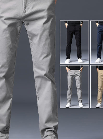 KissICON Light Grey / UK 38 Mens Stretch Slim Fit Business Casual Pants