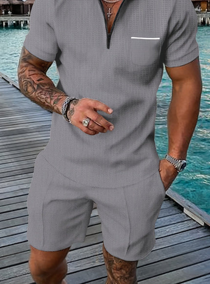 KissICON Light Grey / UK 38 Summer Sportswear Set Polo  Pocket Shorts