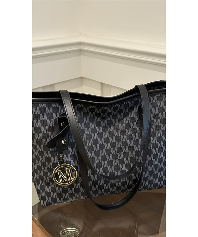 jkthpu-45 Light Luxury Handbag H3-2/black Geometric Print Tote Bag – Golden Chain Strap Convertible Crossbody