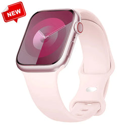 KissICON Light Pink 1 / China Mainland / 40 41 42(S11-10) S-M Silicone Strap For Apple Watch Bands 40mm 44mm 46mm 45mm 41mm 49mm 42 Correa Bracelet iWatch series ultra3 2 7 8 9 se 10 11 band