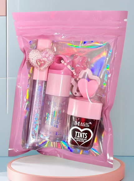 KissICON light pink+pink Hydrating Colorchanging Lip Gloss Honey Gift Set