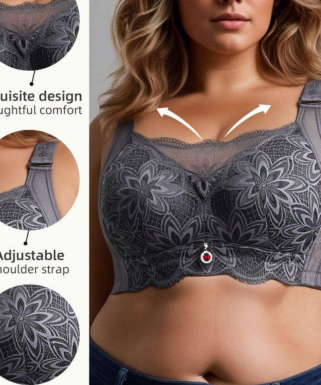 KissICON Light Purple / 0XL Curve Minimizer Pushup Lace Shaping Bra