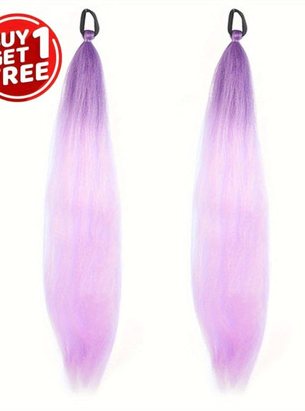 KissICON Light Purple / 26inch Kissicon Synthetic Straight Ponytail Elastic Tie