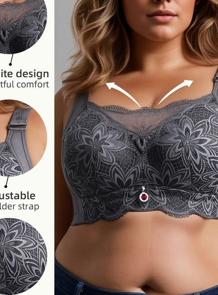 KissICON Light Purple / 5XL Curve Minimizer Pushup Lace Shaping Bra