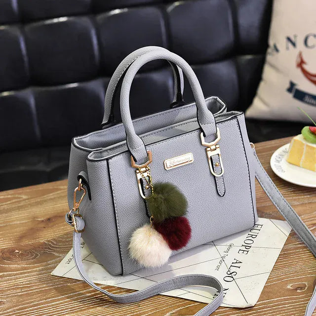 Dropshipman lightgray / (20cm<Max Length<30cm) Yogodlns women beading pendant handbag ladies embossed shoulder bag ladies Messenger bag hairball bags high quality bag