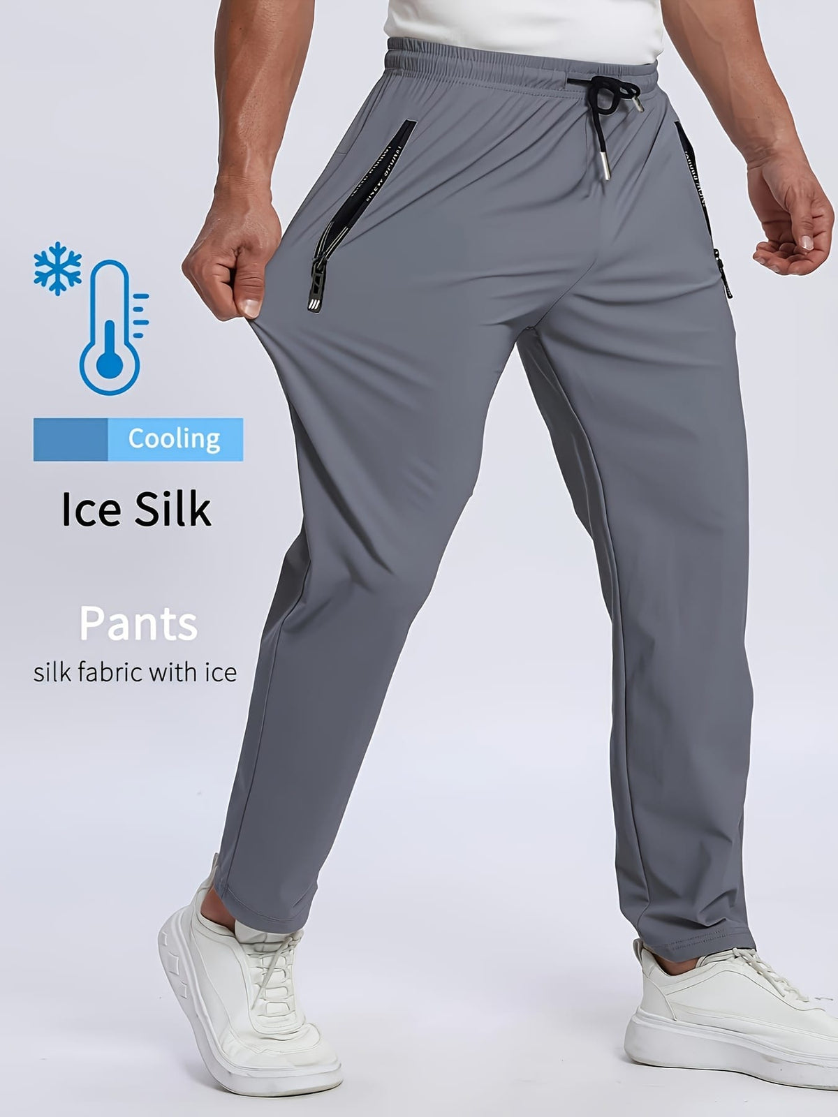 KissICON Lightweight Breathable Zipper Casual Mens Sports Trousers