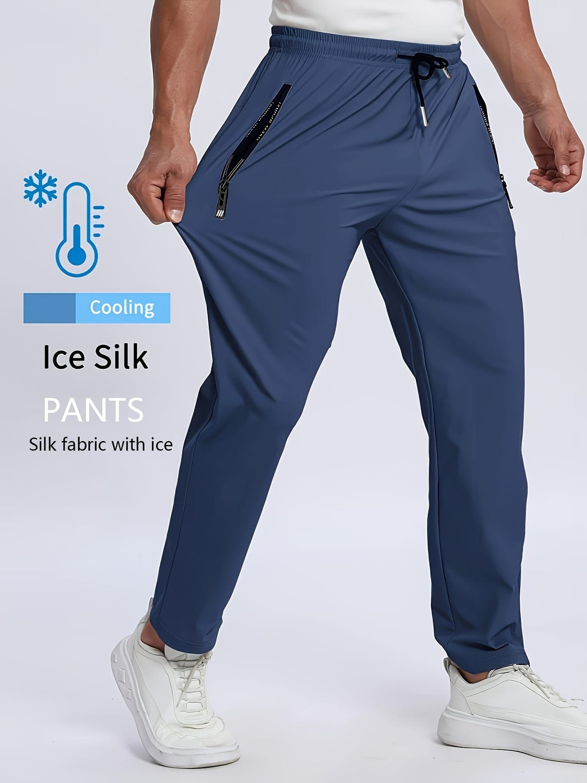 KissICON Lightweight Breathable Zipper Casual Mens Sports Trousers