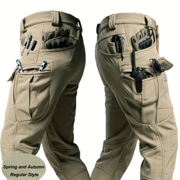 KissICON Linen / UK 38 Mens Durable OffRoad Cargo Pants SpringAutumn Utility Trousers
