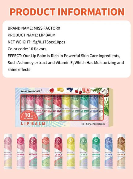 KissICON lipstick KissIcon Lipstick Set 10Pcs - Moisturizing Lip Shine