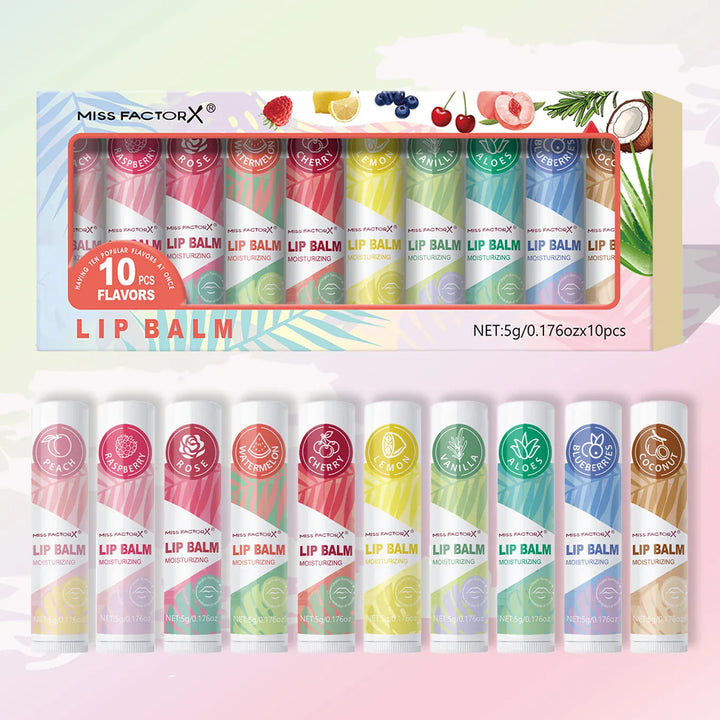 KissIcon Lipstick Set 10Pcs - Moisturizing Lip Shine