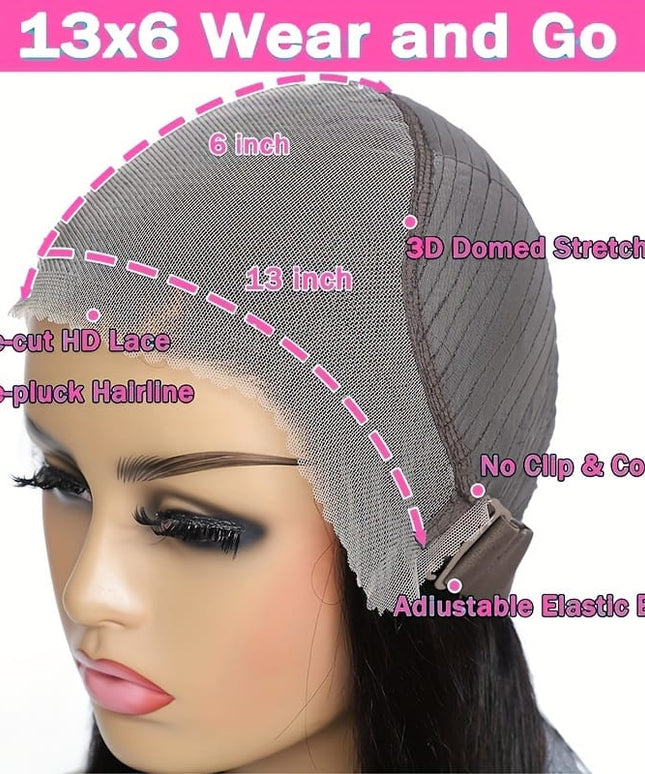 KissICON Long 13x6 Glueless Lace Front Human