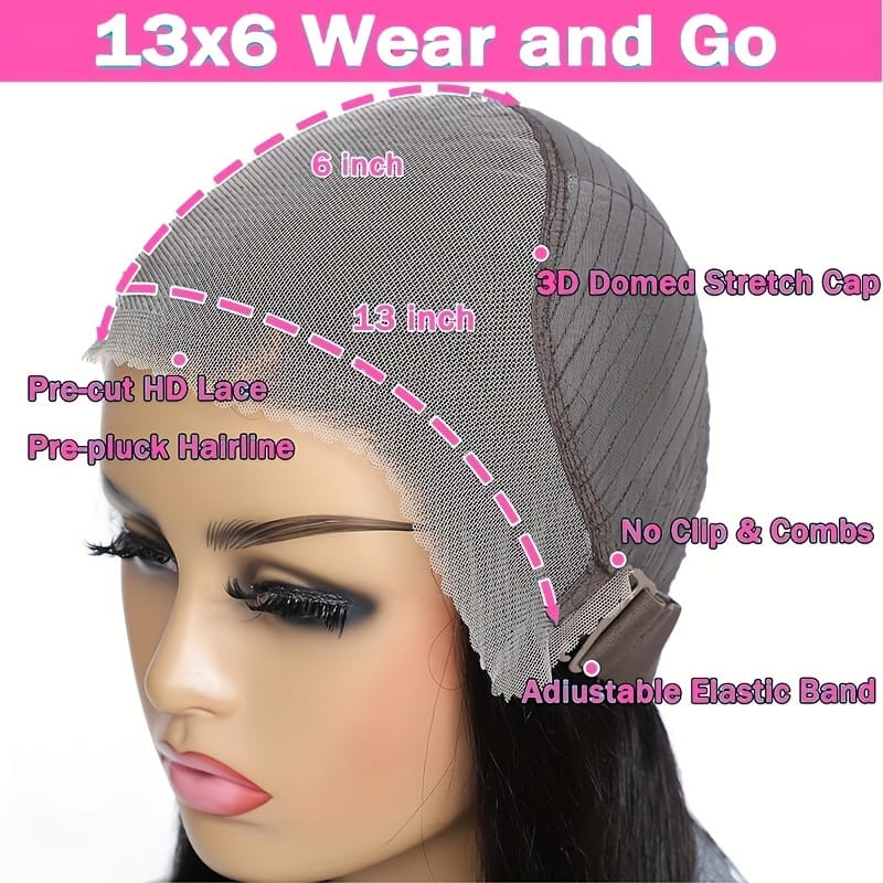 KissICON Long 13x6 Glueless Lace Front Human