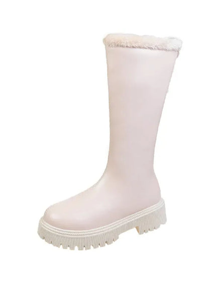 KissICON Long Beige / 40 Women's Winter Short/Long Tube Cotton Boots Thick Sole