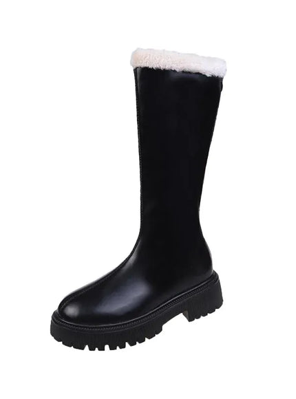KissICON Long Black / 40 Women's Winter Short/Long Tube Cotton Boots Thick Sole