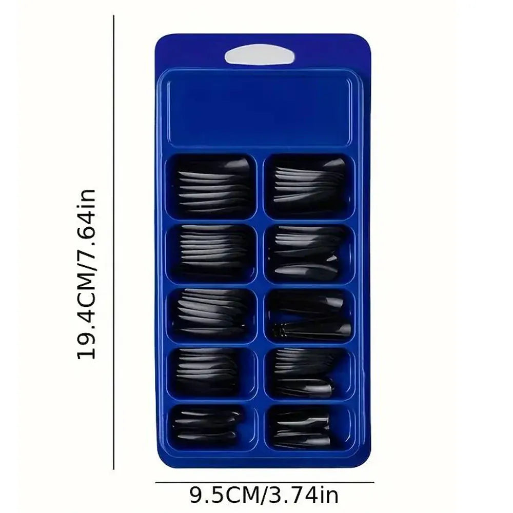 KissICON Long Coffin Black Press On Nails Full Cover